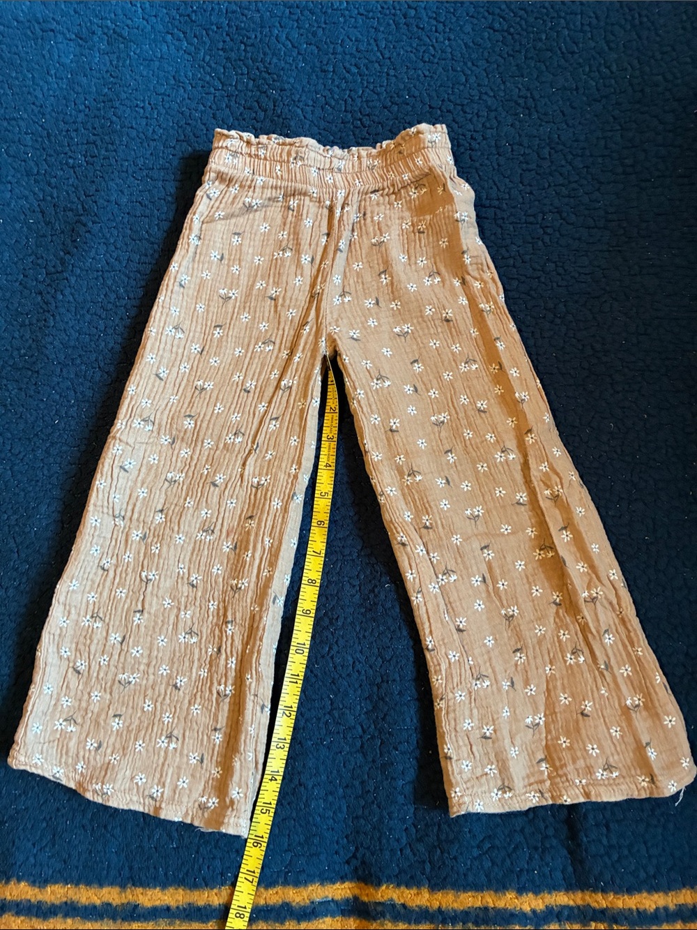 Rabbit + bear Girls' Light Brown Floral Wide-Leg Casual Bottoms